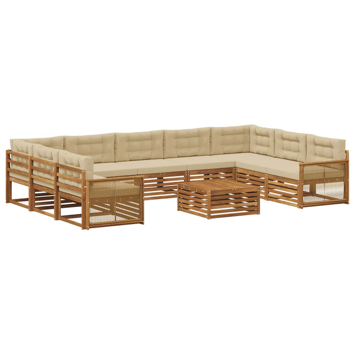 Set de canapele de exterior cu pernă 10 pcs Natural și Bej WALTI