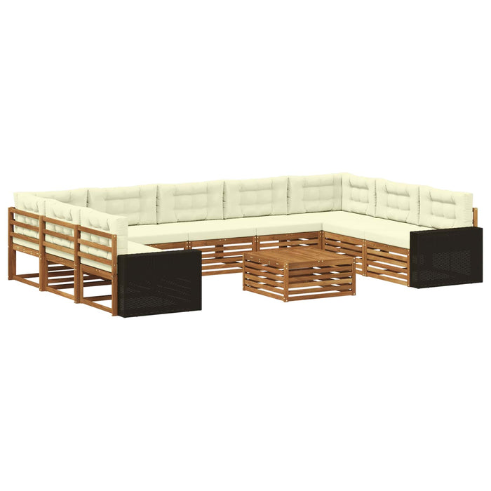 Set de canapele de exterior cu pernă 10 pcs Natural și Crem WALTI