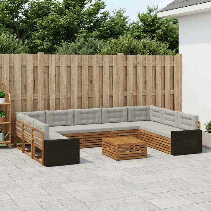 Set de canapele de exterior 10 pcs Natural și gri deschis WALTI