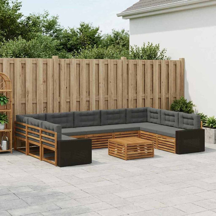 Set de canapele de exterior cu pernă 10 pcs Natural și Antracit WALTI