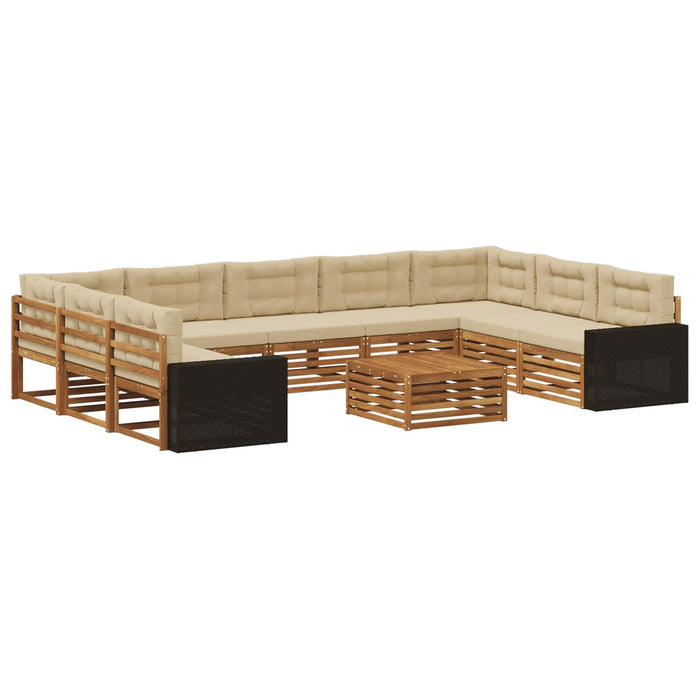 Set de canapele de exterior cu pernă 10 pcs Natural și Bej WALTI