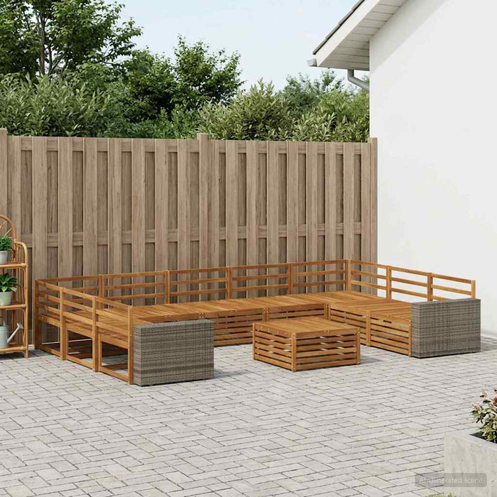 Set de canapele de exterior 10 pcs natural Lemn Solid de Acacia WALTI