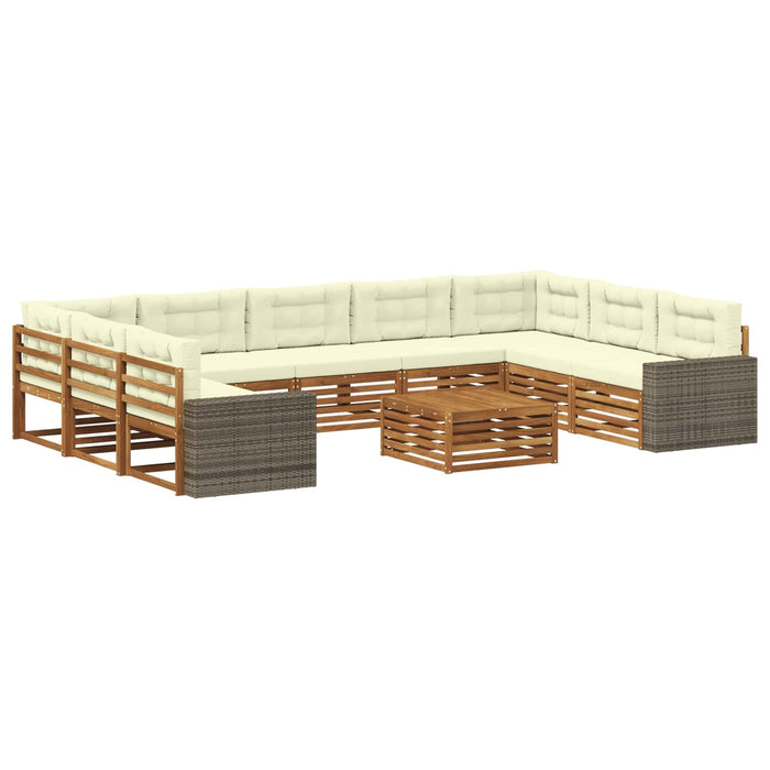 Set de canapele de exterior cu pernă 10 pcs Natural și Crem WALTI