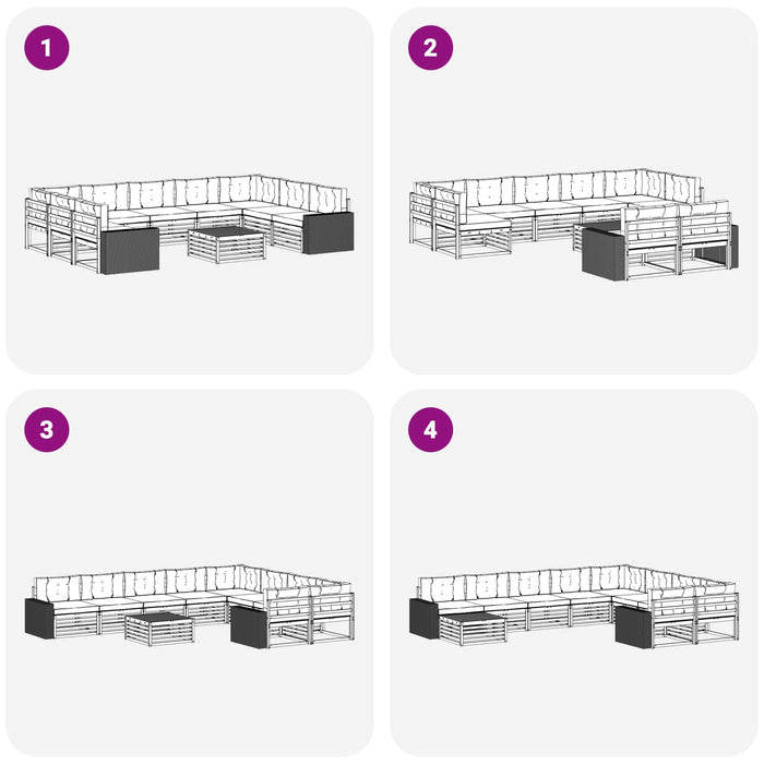 Set de canapele de exterior cu pernă 10 pcs Natural și Crem WALTI