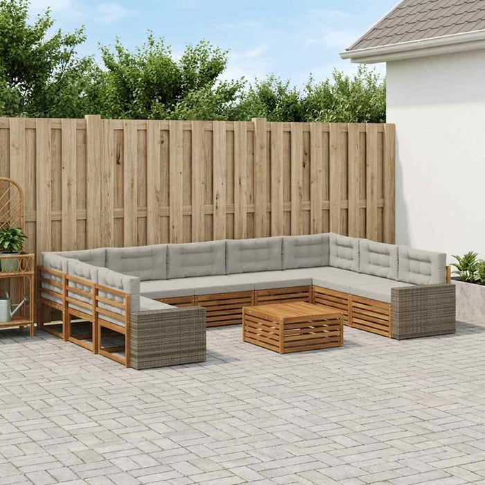 Set de canapele de exterior 10 pcs Natural și gri deschis WALTI