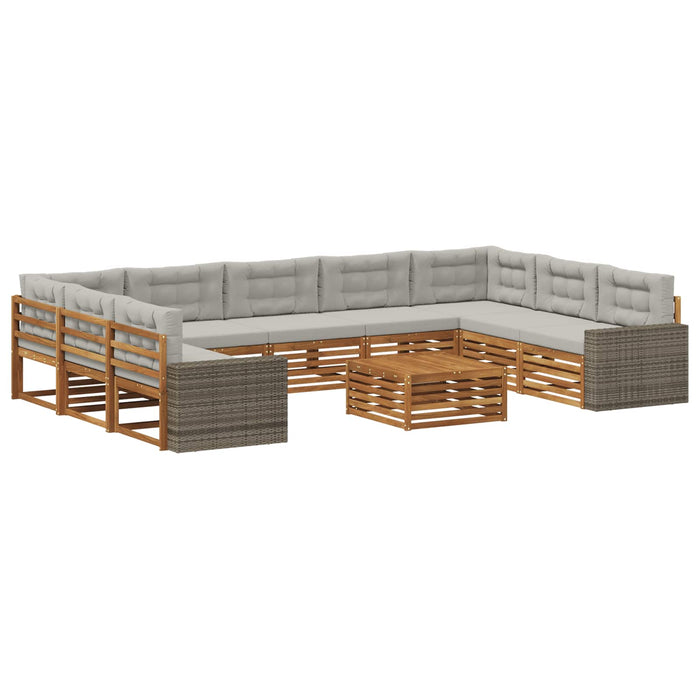 Set de canapele de exterior 10 pcs Natural și gri deschis WALTI