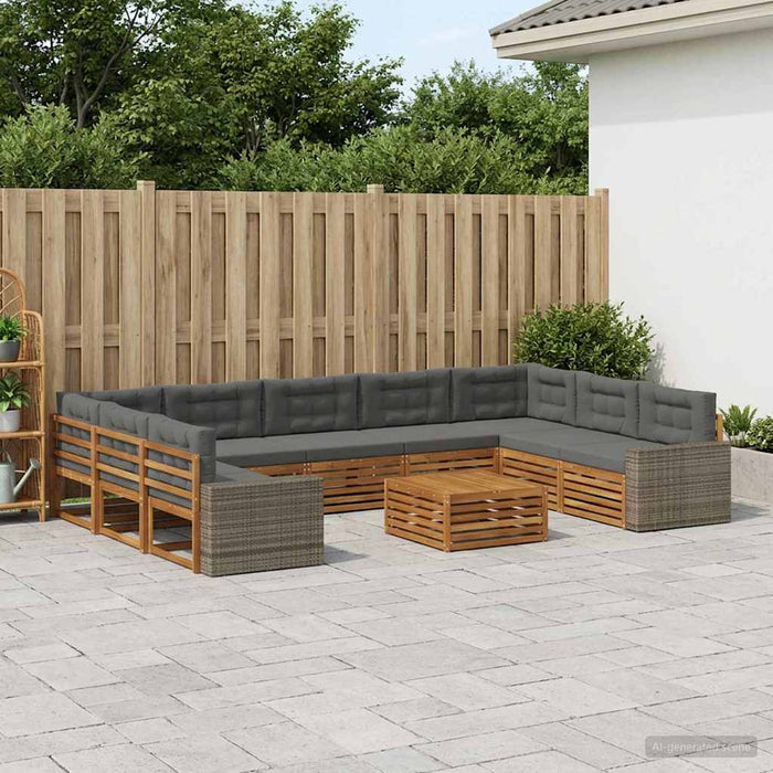 Set de canapele de exterior cu pernă 10 pcs Natural și Antracit WALTI