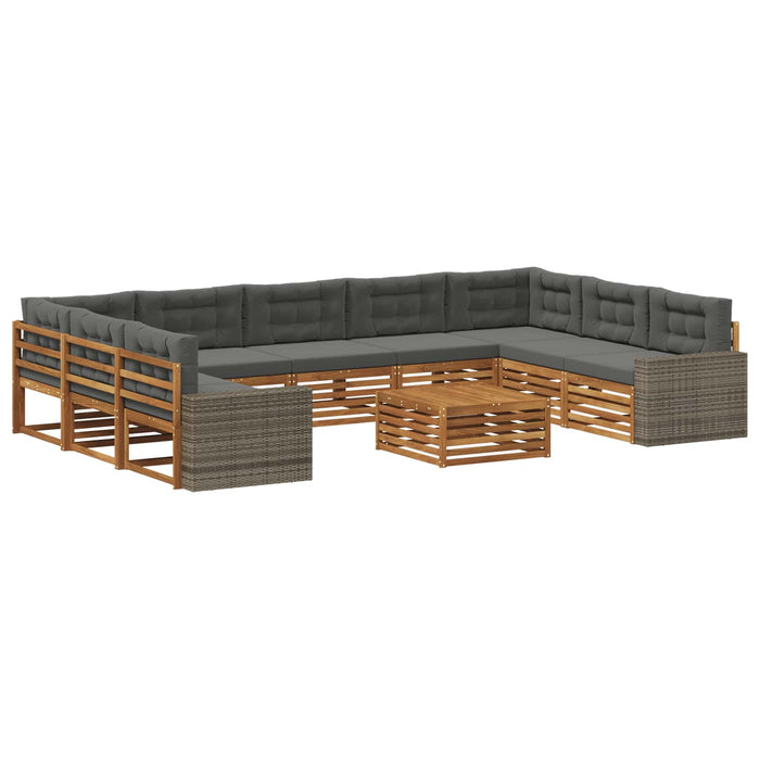 Set de canapele de exterior cu pernă 10 pcs Natural și Antracit WALTI