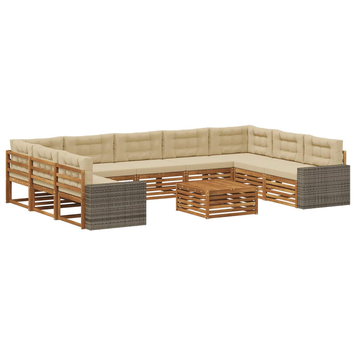 Set de canapele de exterior cu pernă 10 pcs Natural și Bej WALTI