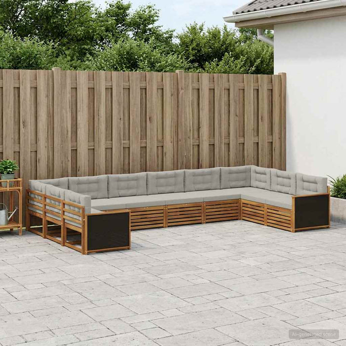 Seturi de canapele cu pernă 10 pcs Lemn Solid de Acacia WALTI