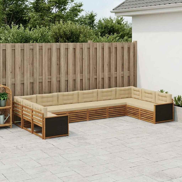 Seturi de canapele cu pernă 10 pcs Lemn Solid de Acacia WALTI