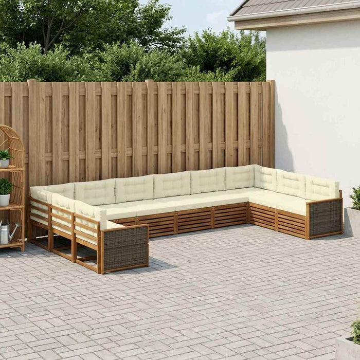 Seturi de canapele cu pernă 10 pcs Lemn Solid de Acacia WALTI