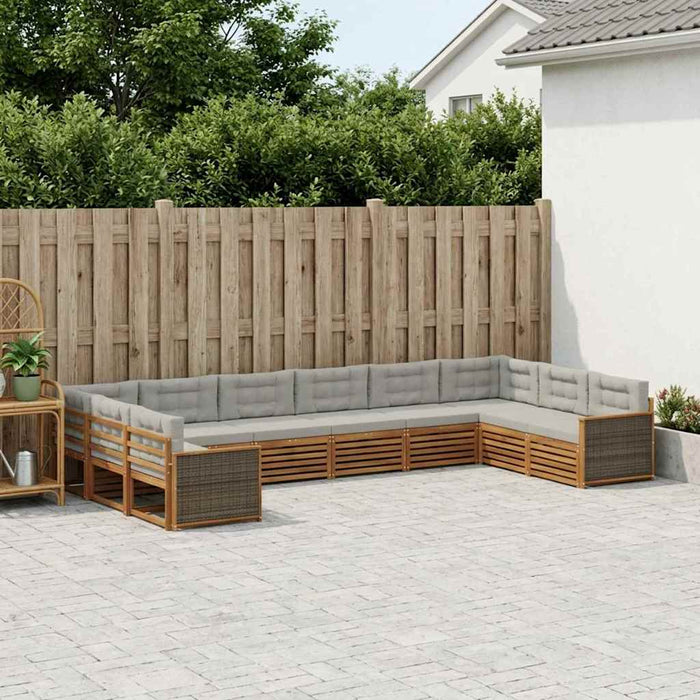 Seturi de canapele cu pernă 10 pcs Lemn Solid de Acacia WALTI