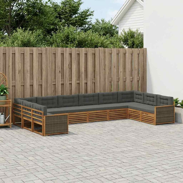 Seturi de canapele cu pernă 10 pcs Lemn Solid de Acacia WALTI