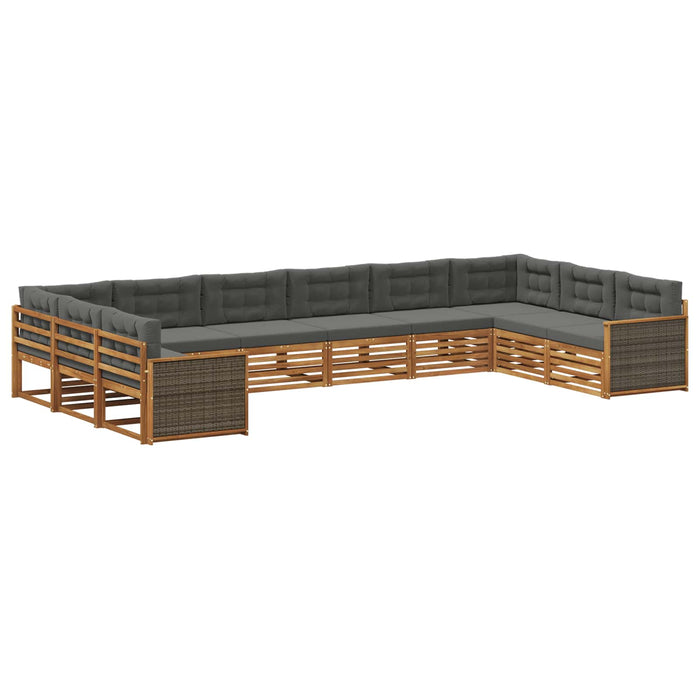 Seturi de canapele cu pernă 10 pcs Lemn Solid de Acacia WALTI