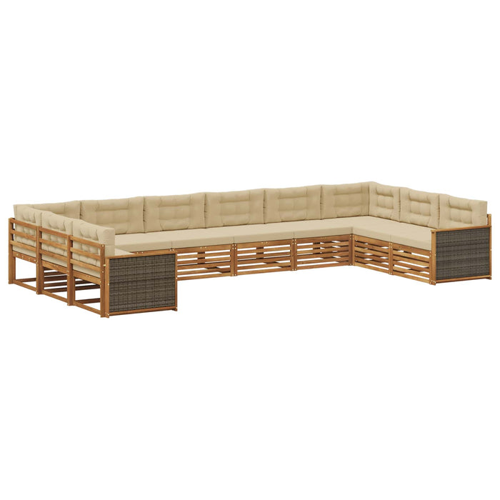 Seturi de canapele cu pernă 10 pcs Lemn Solid de Acacia WALTI
