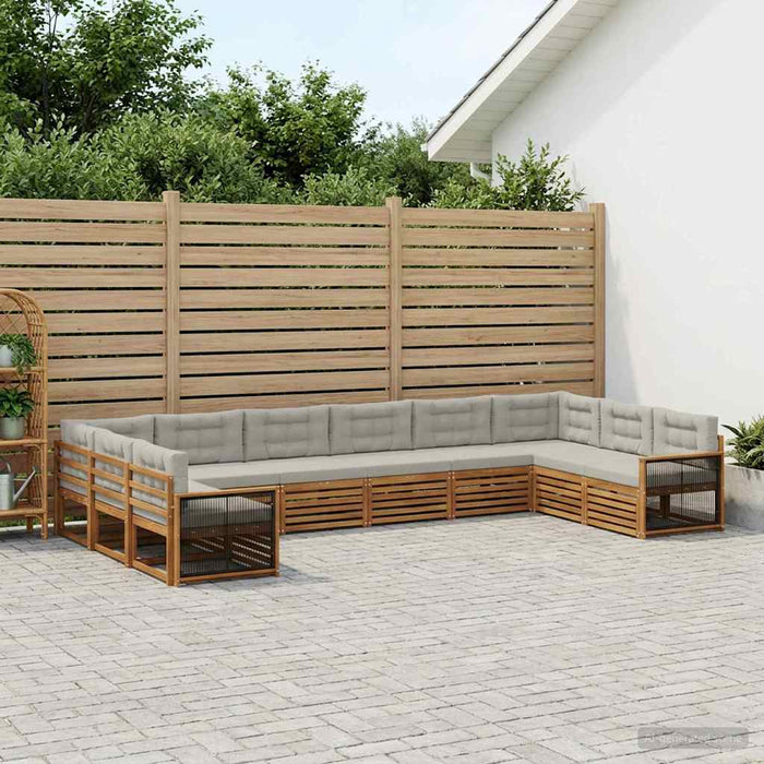 Seturi de canapele cu pernă 10 pcs Lemn Solid de Acacia WALTI