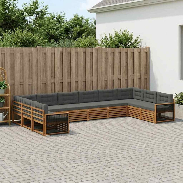 Seturi de canapele cu pernă 10 pcs Lemn Solid de Acacia WALTI