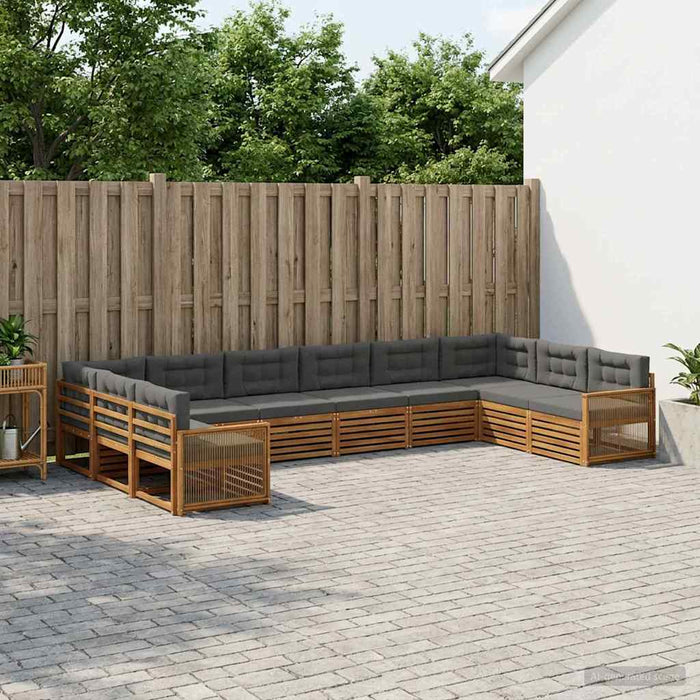 Seturi de canapele cu pernă 10 pcs Lemn Solid de Acacia WALTI