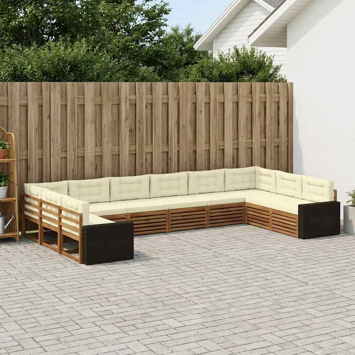 Seturi de canapele cu pernă 10 pcs Lemn Solid de Acacia WALTI