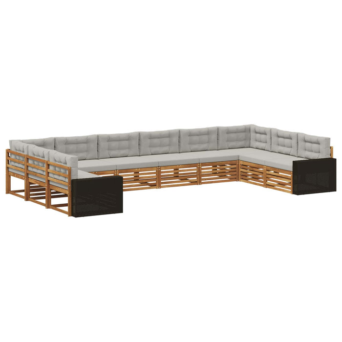 Seturi de canapele cu pernă 10 pcs Lemn Solid de Acacia WALTI