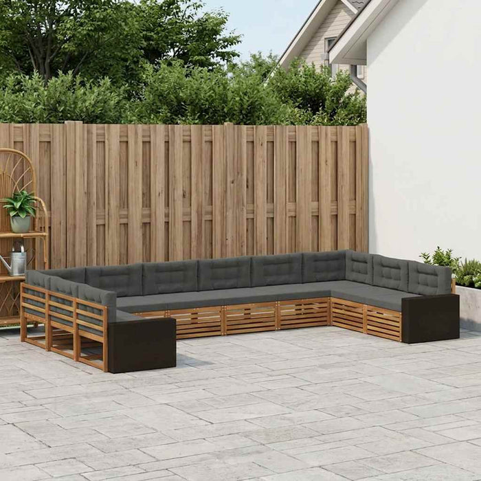 Seturi de canapele cu pernă 10 pcs Lemn Solid de Acacia WALTI