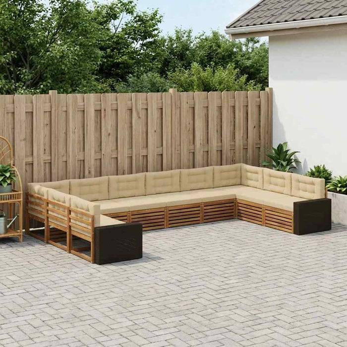 Seturi de canapele cu pernă 10 pcs Lemn Solid de Acacia WALTI