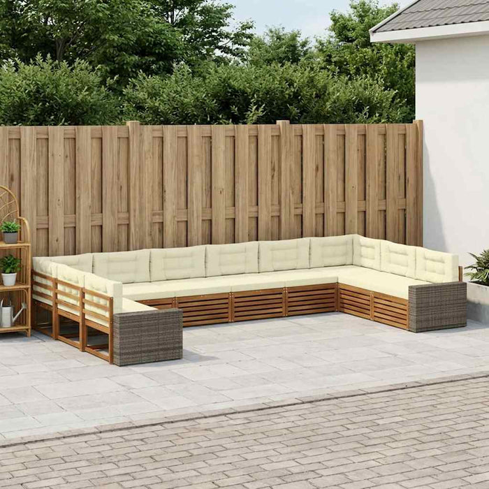 Seturi de canapele cu pernă 10 pcs Lemn Solid de Acacia WALTI