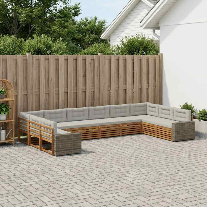 Seturi de canapele cu pernă 10 pcs Lemn Solid de Acacia WALTI