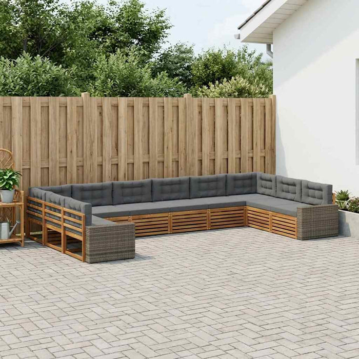 Seturi de canapele cu pernă 10 pcs Lemn Solid de Acacia WALTI