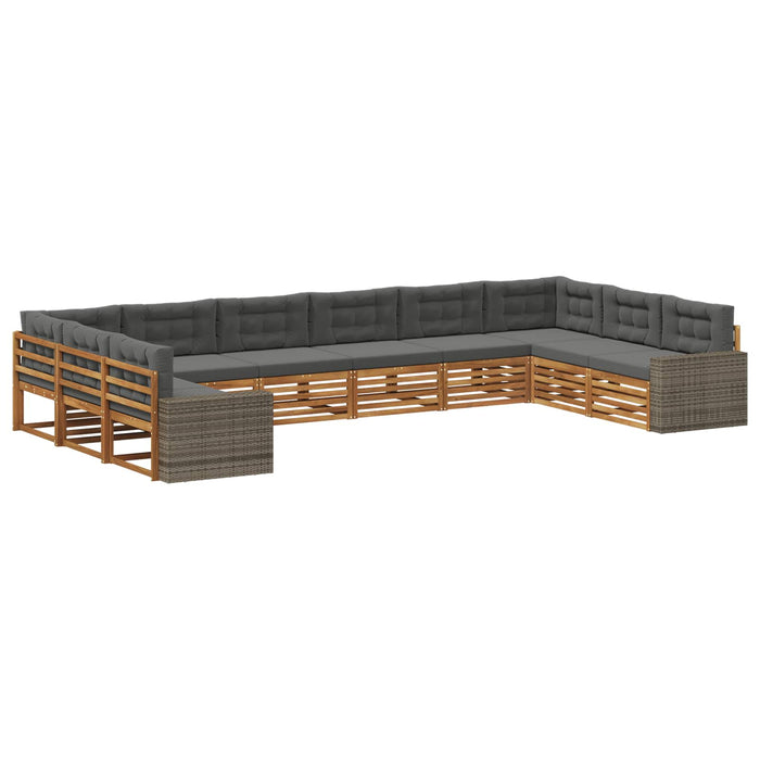 Seturi de canapele cu pernă 10 pcs Lemn Solid de Acacia WALTI