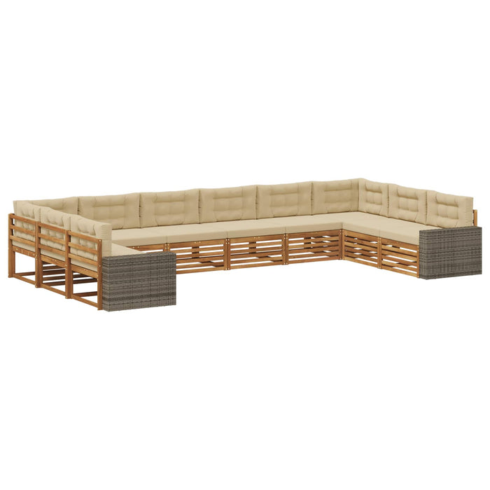 Seturi de canapele cu pernă 10 pcs Lemn Solid de Acacia WALTI