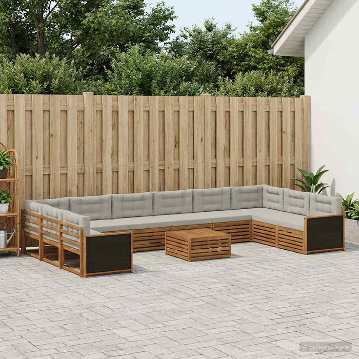 Seturi de canapele cu pernă 11 pcs Lemn Solid de Acacia WALTI