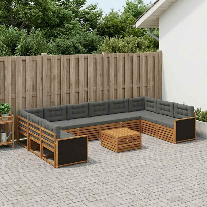Seturi de canapele cu pernă 11 pcs Lemn Solid de Acacia WALTI