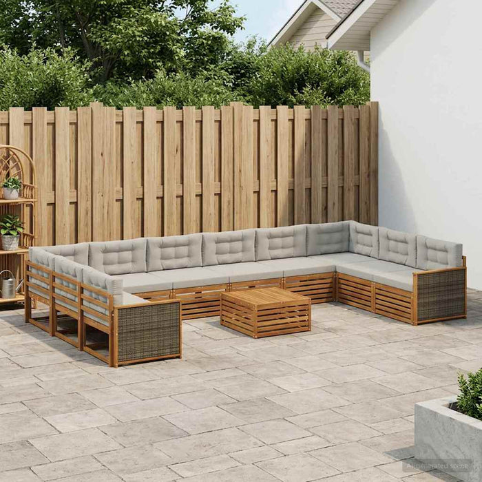 Seturi de canapele cu pernă 11 pcs Lemn Solid de Acacia WALTI