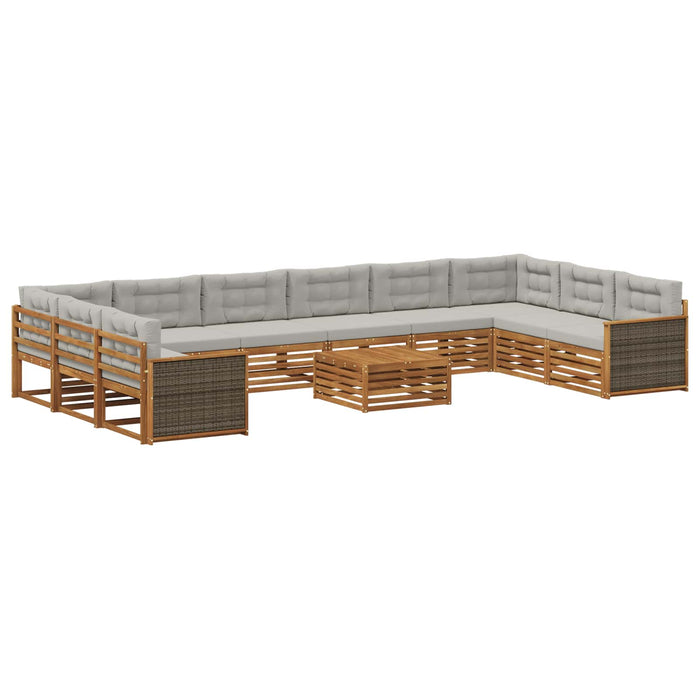 Seturi de canapele cu pernă 11 pcs Lemn Solid de Acacia WALTI