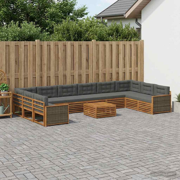 Seturi de canapele cu pernă 11 pcs Lemn Solid de Acacia WALTI