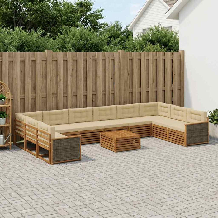 Seturi de canapele cu pernă 11 pcs Lemn Solid de Acacia WALTI