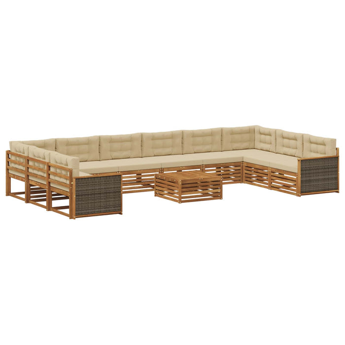 Seturi de canapele cu pernă 11 pcs Lemn Solid de Acacia WALTI