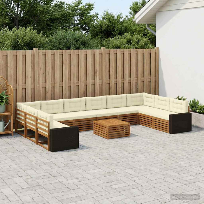 Seturi de canapele cu pernă 11 pcs Lemn Solid de Acacia WALTI