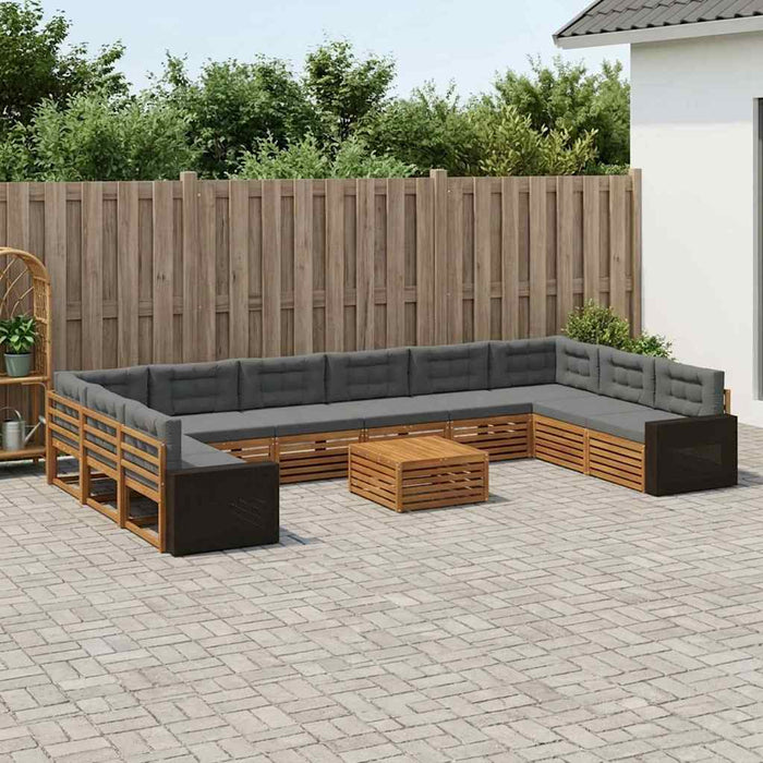 Seturi de canapele cu pernă 11 pcs Lemn Solid de Acacia WALTI