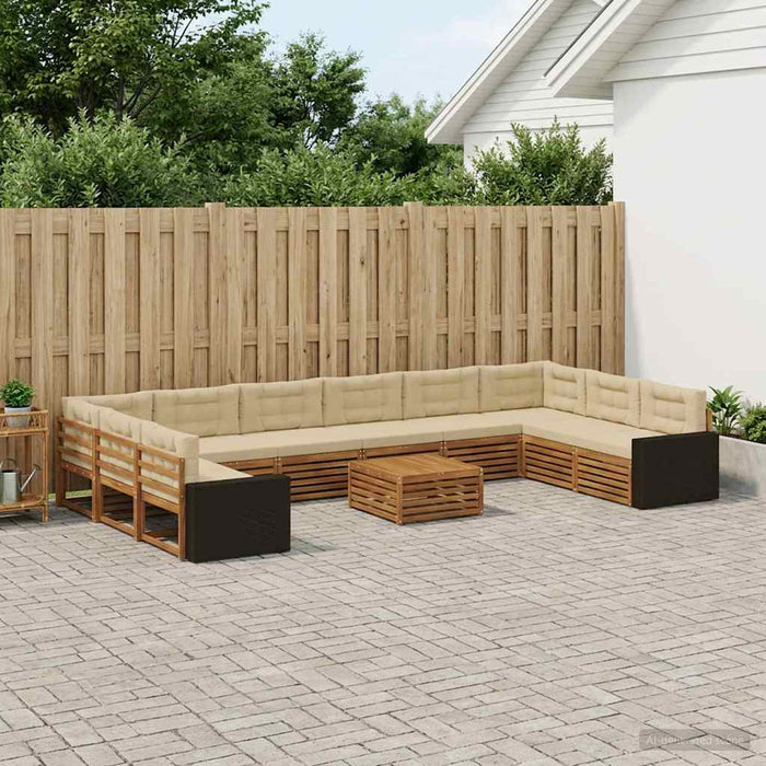 Seturi de canapele cu pernă 11 pcs Lemn Solid de Acacia WALTI