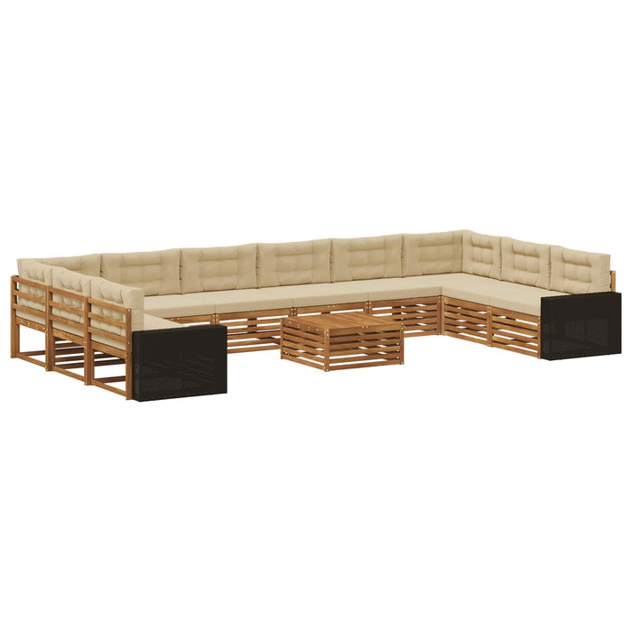 Seturi de canapele cu pernă 11 pcs Lemn Solid de Acacia WALTI