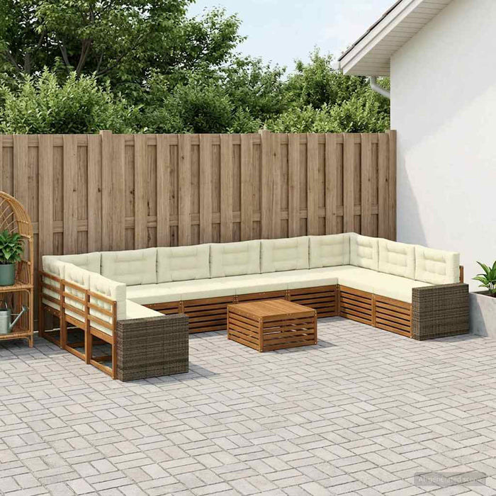 Seturi de canapele cu pernă 11 pcs Lemn Solid de Acacia WALTI