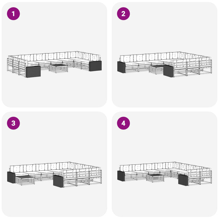 Seturi de canapele cu pernă 11 pcs Lemn Solid de Acacia WALTI