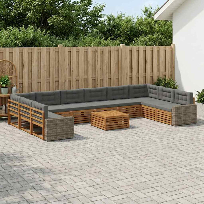 Seturi de canapele cu pernă 11 pcs Lemn Solid de Acacia WALTI