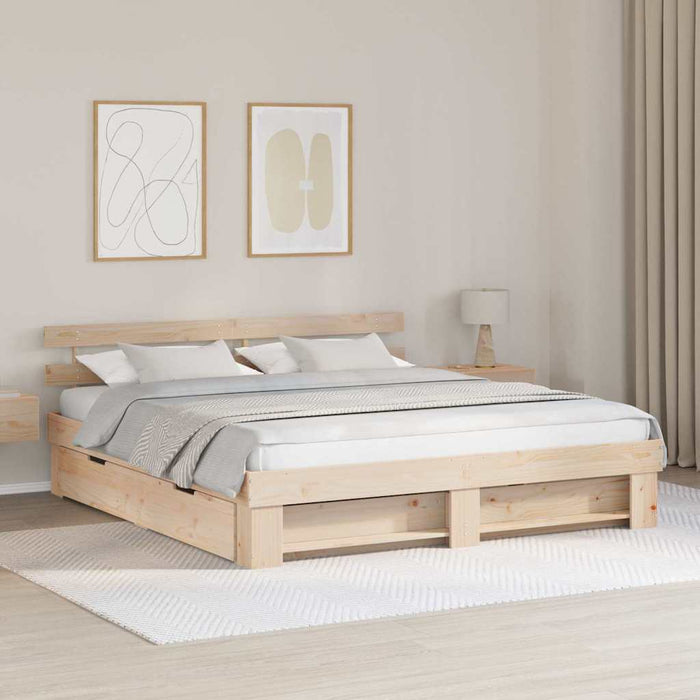 Cadru de pat cu headboard Maro 180 x 200 cm Lemn de pin masiv WALTI