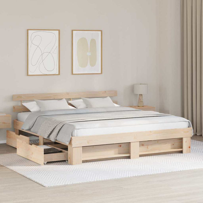 Cadru de pat cu headboard Maro 180 x 200 cm Lemn de pin masiv WALTI