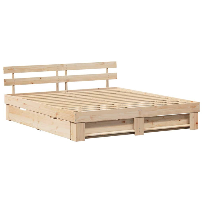 Cadru de pat cu headboard Maro 180 x 200 cm Lemn de pin masiv WALTI