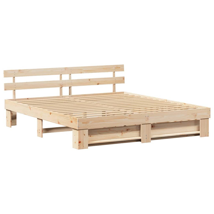 Cadru de pat cu headboard Maro 180 x 200 cm Lemn de pin masiv WALTI